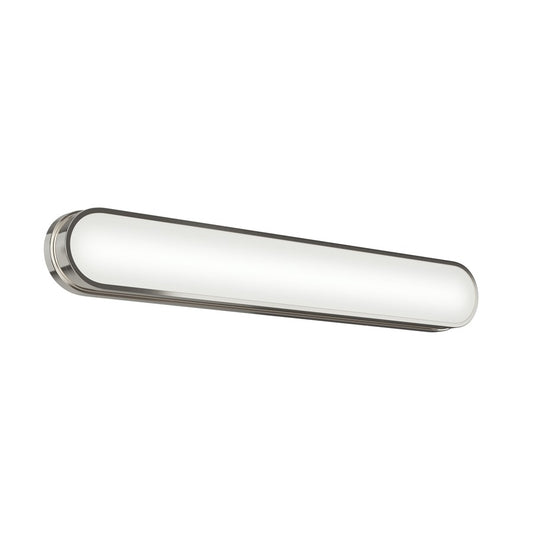 Kichler Daines 32.75in 1-Light LED Bath Bar | Modern Polished Nickel and White Glass | Bathroom Vanity | 32.75 x 4.75 x 2.5 in | Model 55248PNLED