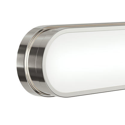 Kichler Daines 32.75in 1-Light LED Bath Bar | Modern Polished Nickel and White Glass | Bathroom Vanity | 32.75 x 4.75 x 2.5 in | Model 55248PNLED