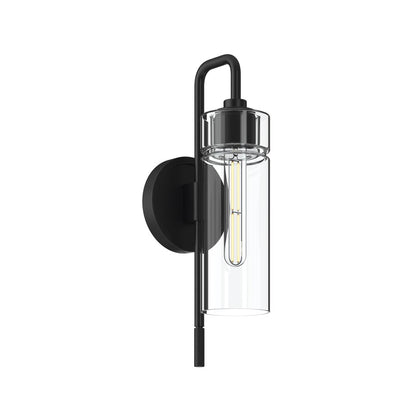 Kichler Niccol 16in 1-Light Wall Sconce | Industrial Black and Clear Glass | Hallway & Bathroom | 5 x 16 in | Model 55250BK