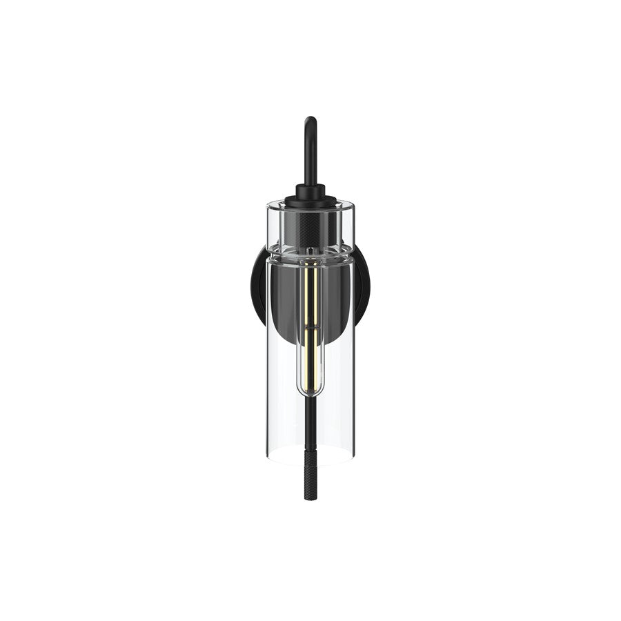 Kichler Niccol 16in 1-Light Wall Sconce | Industrial Black and Clear Glass | Hallway & Bathroom | 5 x 16 in | Model 55250BK