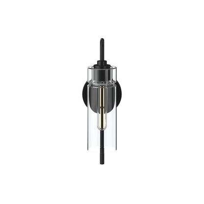 Kichler Niccol 16in 1-Light Wall Sconce | Industrial Black and Clear Glass | Hallway & Bathroom | 5 x 16 in | Model 55250BK