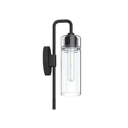 Kichler Niccol 16in 1-Light Wall Sconce | Industrial Black and Clear Glass | Hallway & Bathroom | 5 x 16 in | Model 55250BK