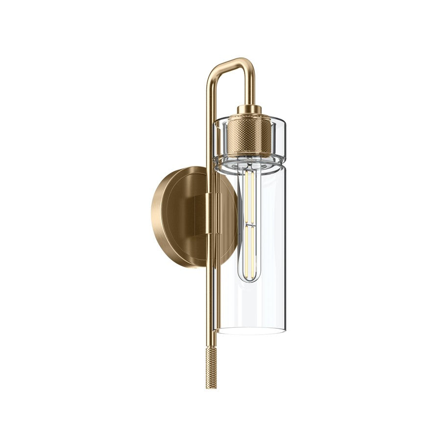 Kichler Niccol 16in 1-Light Wall Sconce | Modern Champagne Bronze and Clear Glass | Bedroom & Hallway Accent | 5 x 16 x 6.5 in | Model 55250CPZ