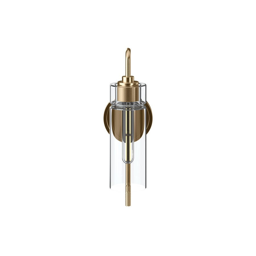 Kichler Niccol 16in 1-Light Wall Sconce | Modern Champagne Bronze and Clear Glass | Bedroom & Hallway Accent | 5 x 16 x 6.5 in | Model 55250CPZ
