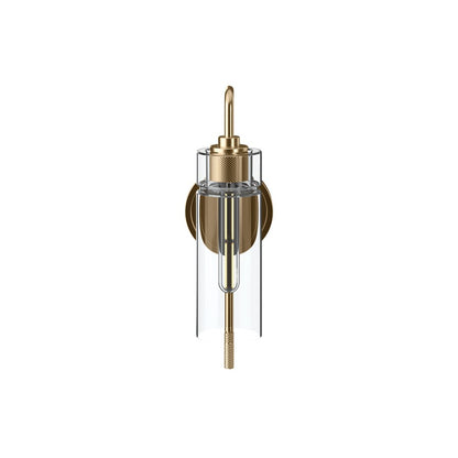 Kichler Niccol 16in 1-Light Wall Sconce | Modern Champagne Bronze and Clear Glass | Bedroom & Hallway Accent | 5 x 16 x 6.5 in | Model 55250CPZ