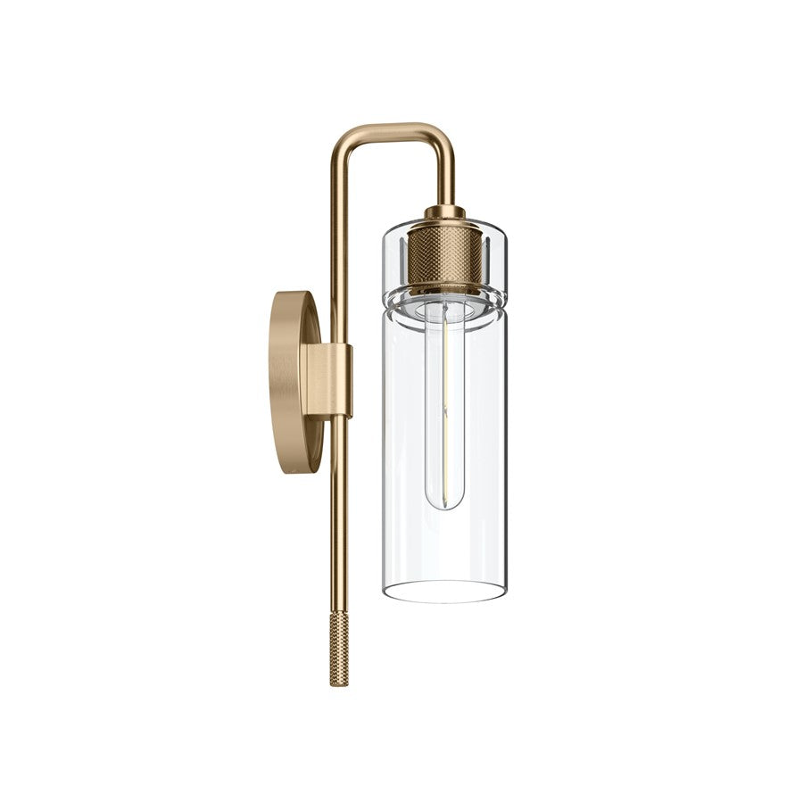 Kichler Niccol 16in 1-Light Wall Sconce | Modern Champagne Bronze and Clear Glass | Bedroom & Hallway Accent | 5 x 16 x 6.5 in | Model 55250CPZ