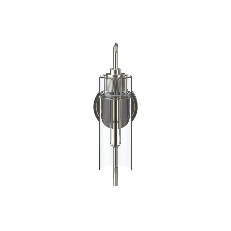 Kichler Niccol 16in 1-Light Wall Sconce | Modern Brushed Nickel and Clear Glass | Bathroom & Hallway | 5 x 16 x 6.5 in | Model 55250NI