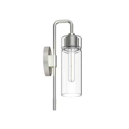 Kichler Niccol 16in 1-Light Wall Sconce | Modern Brushed Nickel and Clear Glass | Bathroom & Hallway | 5 x 16 x 6.5 in | Model 55250NI