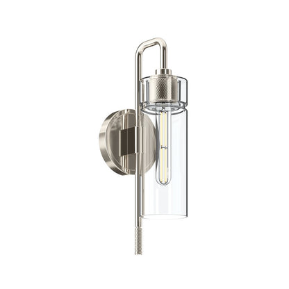 Kichler Niccol 16in 1-Light Wall Sconce | Modern Polished Nickel and Clear Glass | Hallway & Bedroom Accent | 5 x 16 x 6.5 in | Model 55250PN