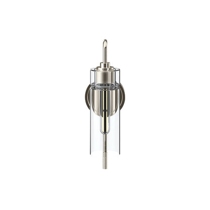 Kichler Niccol 16in 1-Light Wall Sconce | Modern Polished Nickel and Clear Glass | Hallway & Bedroom Accent | 5 x 16 x 6.5 in | Model 55250PN