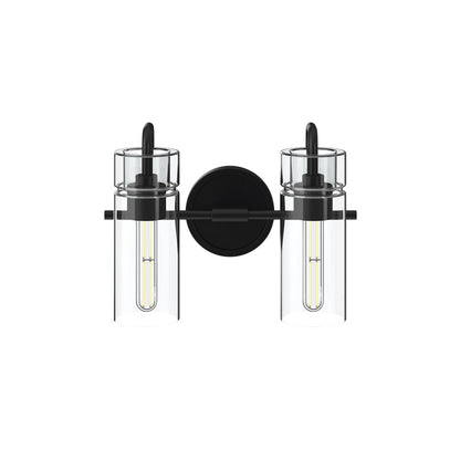 Kichler Niccol 14in 2-Light Vanity Light | Modern Black and Clear Glass | Bathroom Vanity | 14 x 10 x 6.5 in | Model 55251BK