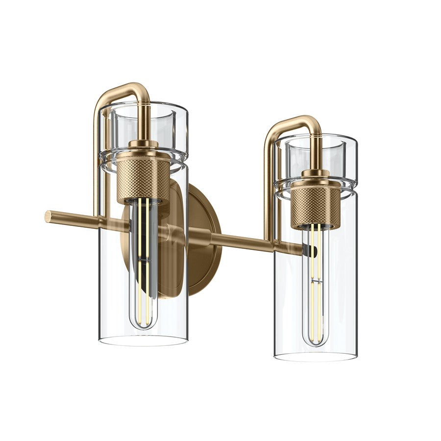Kichler Niccol 14in 2-Light Vanity Light | Modern Champagne Bronze and Clear Glass | Bathroom Vanity | 14 x 10 x 6.5 in | Model 55251CPZ