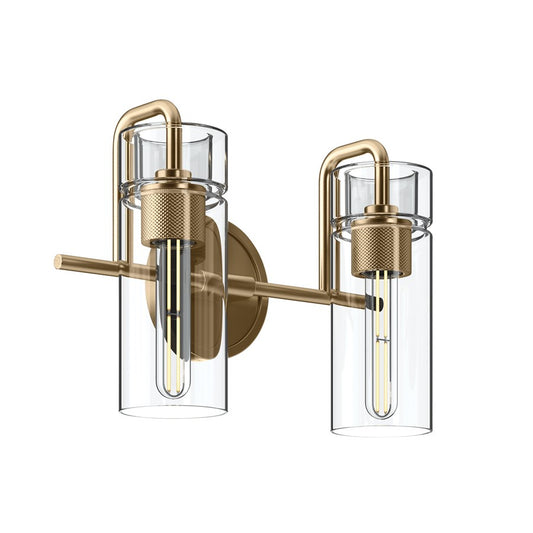 Kichler Niccol 14in 2-Light Vanity Light | Modern Champagne Bronze and Clear Glass | Bathroom Vanity | 14 x 10 x 6.5 in | Model 55251CPZ
