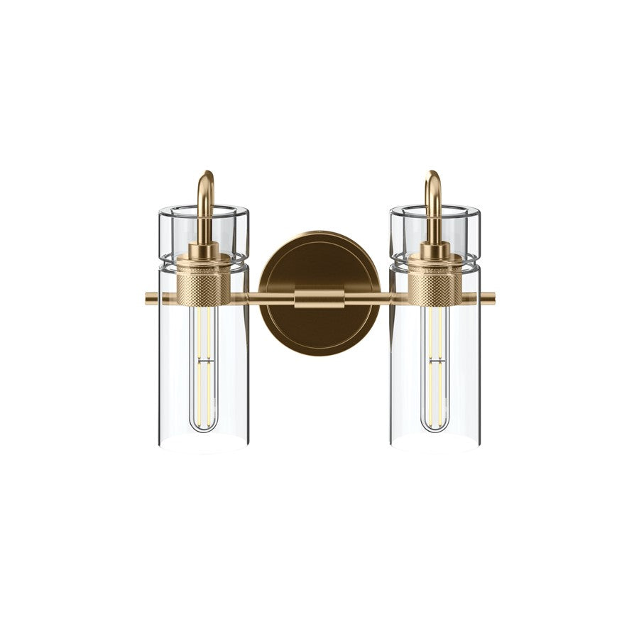 Kichler Niccol 14in 2-Light Vanity Light | Modern Champagne Bronze and Clear Glass | Bathroom Vanity | 14 x 10 x 6.5 in | Model 55251CPZ
