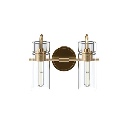 Kichler Niccol 14in 2-Light Vanity Light | Modern Champagne Bronze and Clear Glass | Bathroom Vanity | 14 x 10 x 6.5 in | Model 55251CPZ