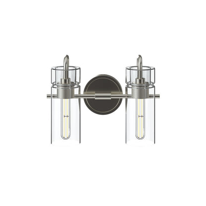 Kichler Niccol 14in 2-Light Vanity Light | Modern Brushed Nickel and Clear Glass | Bathroom Vanity & Hallway | 14 x 10.25 x 6.5 in | Model 55251NI