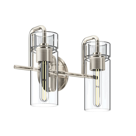 Kichler Niccol 14in 2-Light Vanity Light | Modern Polished Nickel and Clear Glass | Bathroom Vanity | 14 x 10 x 6.5 in | Model 55251PN