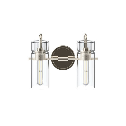 Kichler Niccol 14in 2-Light Vanity Light | Modern Polished Nickel and Clear Glass | Bathroom Vanity | 14 x 10 x 6.5 in | Model 55251PN
