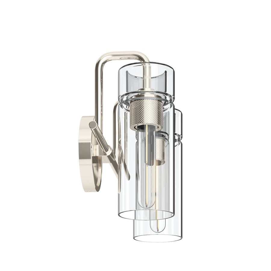 Kichler Niccol 14in 2-Light Vanity Light | Modern Polished Nickel and Clear Glass | Bathroom Vanity | 14 x 10 x 6.5 in | Model 55251PN