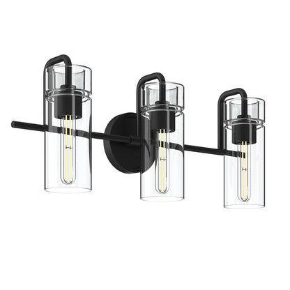 Kichler Niccol 24in 3-Light Vanity Light | Modern Black and Clear Glass | Bathroom Vanity | 24 x 10 x 7 in | Model 55252BK