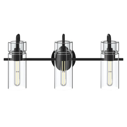 Kichler Niccol 24in 3-Light Vanity Light | Modern Black and Clear Glass | Bathroom Vanity | 24 x 10 x 7 in | Model 55252BK