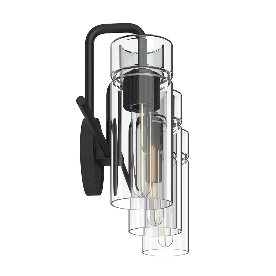 Kichler Niccol 24in 3-Light Vanity Light | Modern Black and Clear Glass | Bathroom Vanity | 24 x 10 x 7 in | Model 55252BK