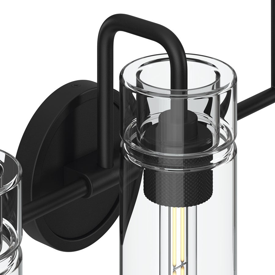 Kichler Niccol 24in 3-Light Vanity Light | Modern Black and Clear Glass | Bathroom Vanity | 24 x 10 x 7 in | Model 55252BK