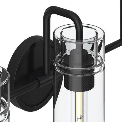 Kichler Niccol 24in 3-Light Vanity Light | Modern Black and Clear Glass | Bathroom Vanity | 24 x 10 x 7 in | Model 55252BK