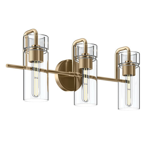 Kichler Niccol 24in 3-Light Vanity Light | Modern Champagne Bronze and Clear Glass | Bathroom Vanity | 24 x 10.25 x 6.5 in | Model 55252CPZ