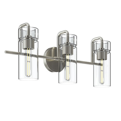 Kichler Niccol 24in 3-Light Vanity Light | Modern Brushed Nickel and Clear Glass | Bathroom Vanity | 24 x 10 x 7 in | Model 55252NI