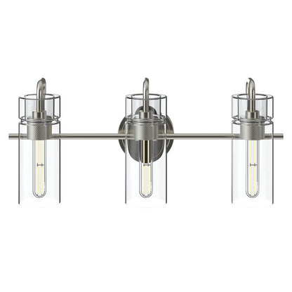 Kichler Niccol 24in 3-Light Vanity Light | Modern Brushed Nickel and Clear Glass | Bathroom Vanity | 24 x 10 x 7 in | Model 55252NI