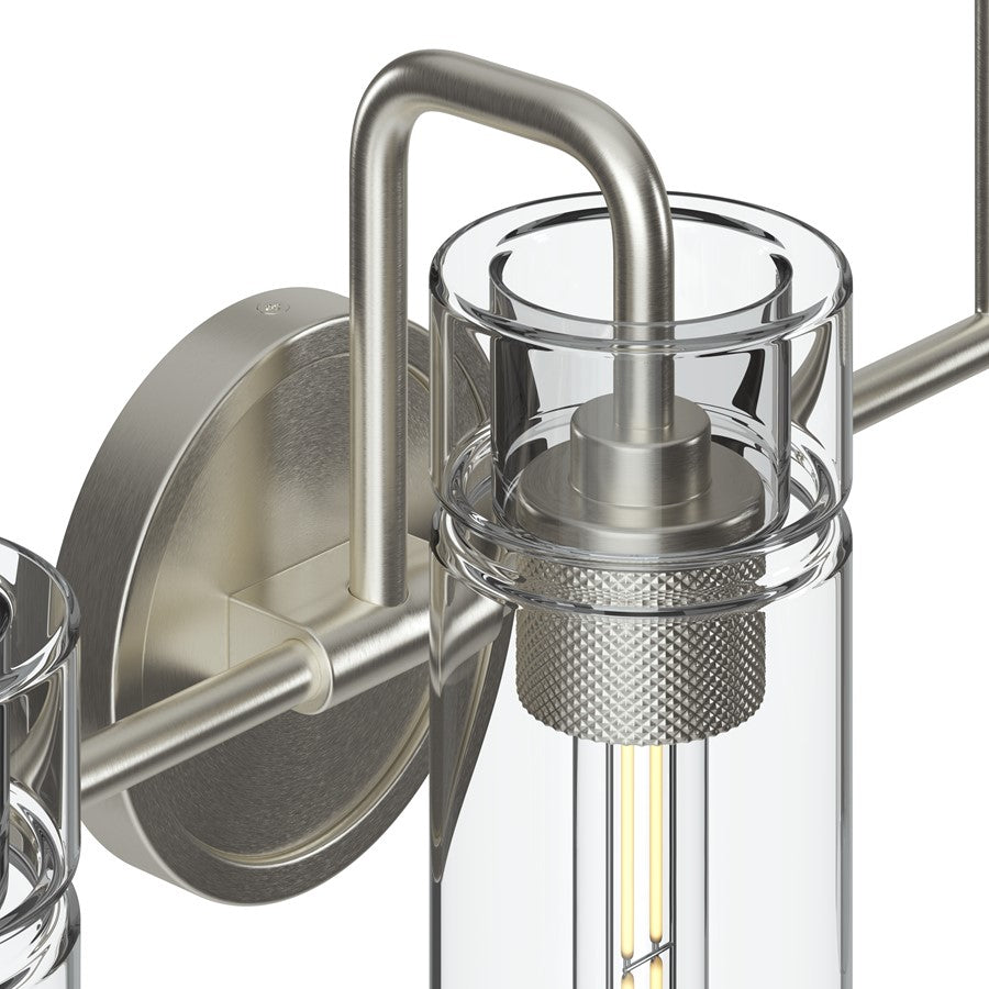 Kichler Niccol 24in 3-Light Vanity Light | Modern Brushed Nickel and Clear Glass | Bathroom Vanity | 24 x 10 x 7 in | Model 55252NI