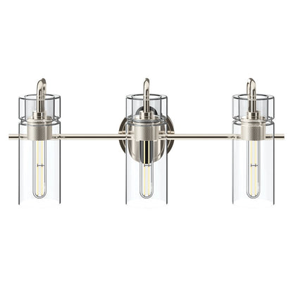 Kichler Niccol 24in 3-Light Vanity Light | Modern Polished Nickel and Clear Glass | Bathroom Vanity | 24 x 10 x 6.5 in | Model 55252PN