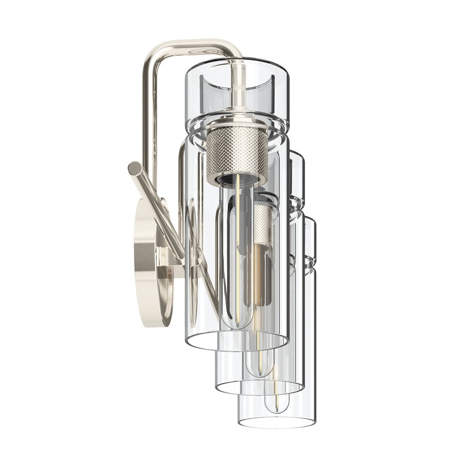 Kichler Niccol 24in 3-Light Vanity Light | Modern Polished Nickel and Clear Glass | Bathroom Vanity | 24 x 10 x 6.5 in | Model 55252PN