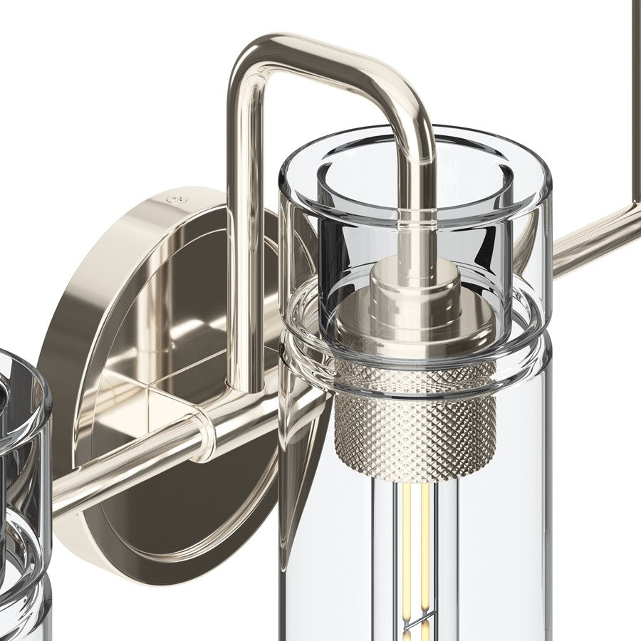 Kichler Niccol 24in 3-Light Vanity Light | Modern Polished Nickel and Clear Glass | Bathroom Vanity | 24 x 10 x 6.5 in | Model 55252PN