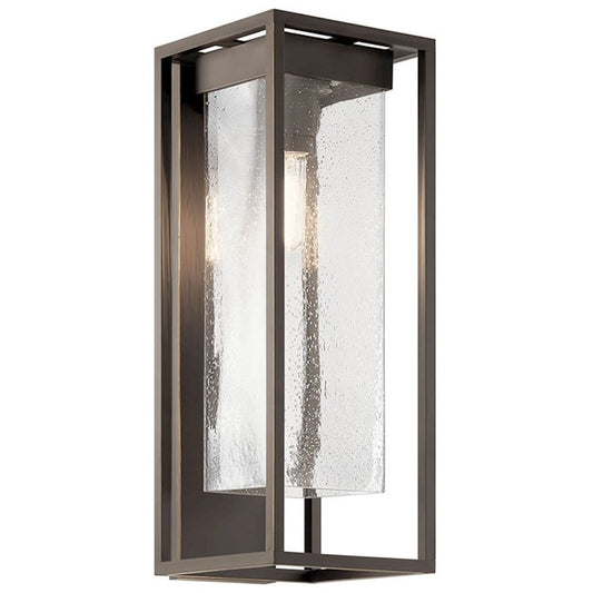 Kichler Mercer 24in 1-Light Outdoor Wall Light | Industrial Bronze and Clear Seeded Glass | Covered Patio & Entryway | 9 x 24 in | Model 59063OZ