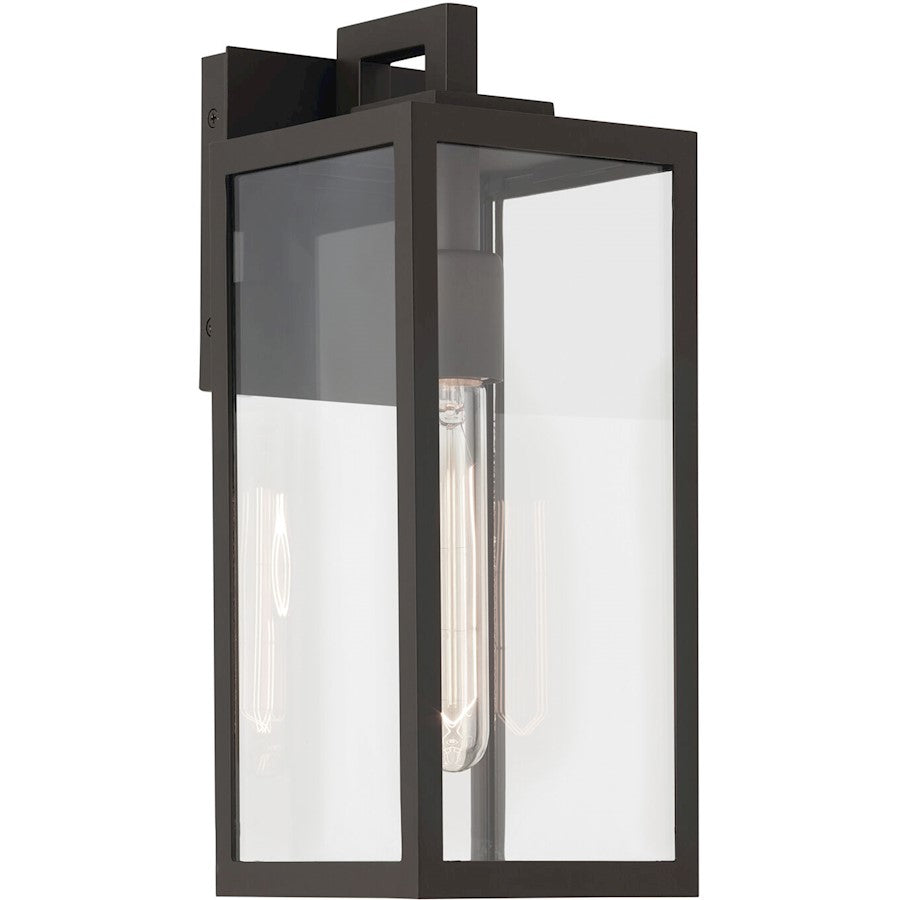 Kichler Branner 1-Light Outdoor Wall Sconce | Traditional Textured Black Aluminum and Clear Glass | Entryway & Covered Patio | Model 59111BKT