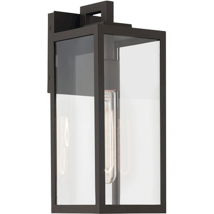 Kichler Branner 1-Light Outdoor Wall Sconce | Traditional Textured Black Aluminum and Clear Glass | Entryway & Covered Patio | Model 59111BKT
