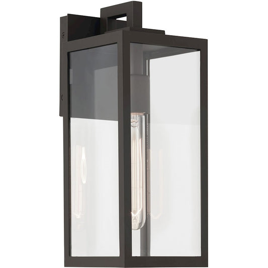 Kichler Branner 1-Light Outdoor Wall Sconce | Traditional Textured Black Aluminum and Clear Glass | Entryway & Covered Patio | Model 59111BKT