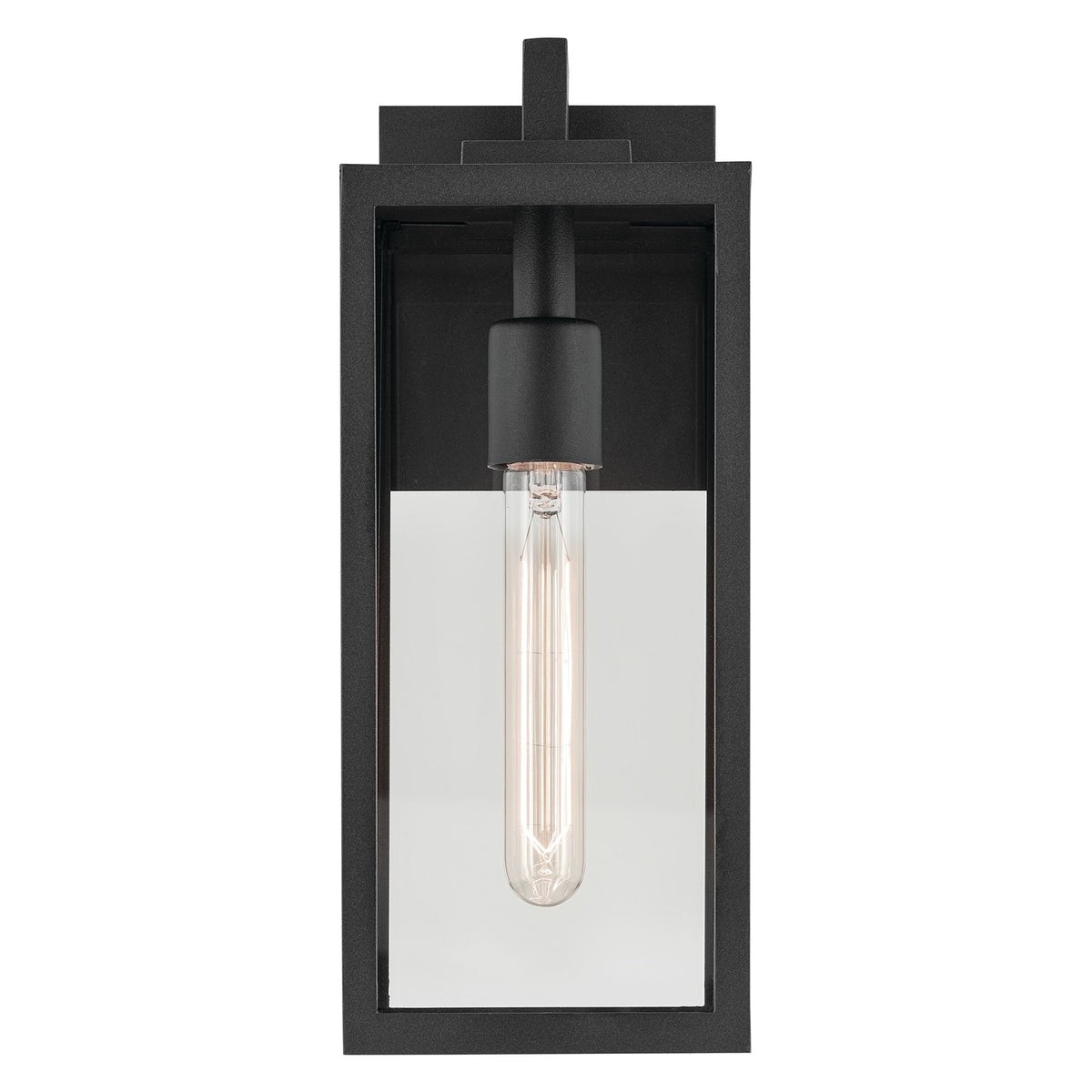 Kichler Branner 1-Light Outdoor Wall Sconce | Traditional Textured Black Aluminum and Clear Glass | Entryway & Covered Patio | Model 59111BKT