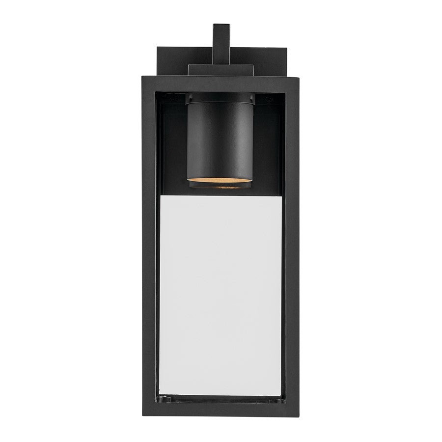Kichler Branner 14in 1-Light Outdoor Wall Sconce | Traditional Textured Black and Clear Glass | Covered Patio & Entryway | Model 59111BKTDS