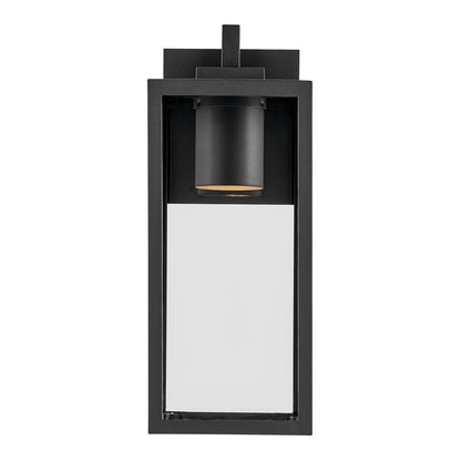 Kichler Branner 14in 1-Light Outdoor Wall Sconce | Traditional Textured Black and Clear Glass | Covered Patio & Entryway | Model 59111BKTDS