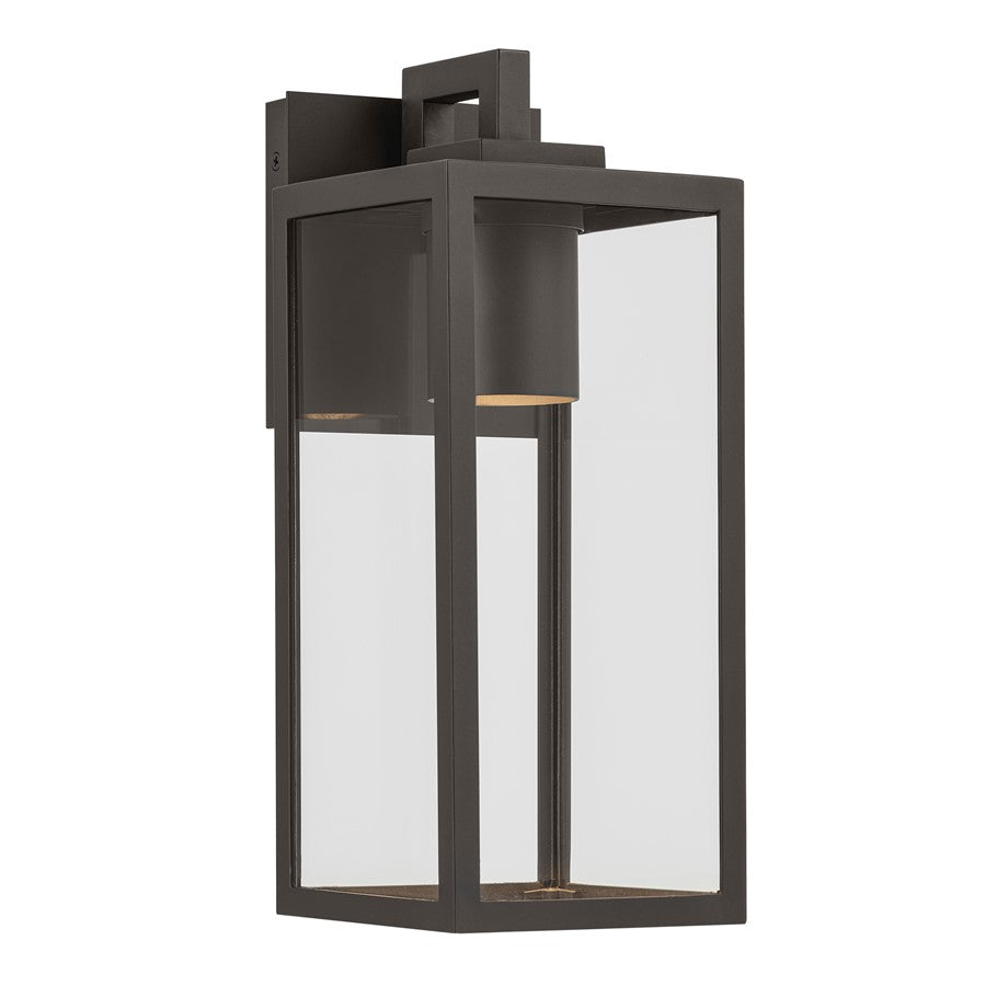 Kichler Branner 14in 1-Light Outdoor Wall Sconce | Traditional Olde Bronze and Clear Glass | Covered Patio & Entryway | 5.75 x 14 in | Model 59111OZDS