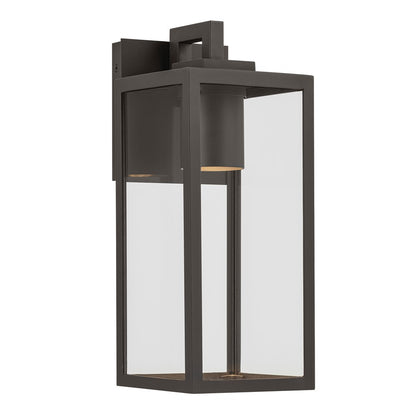 Kichler Branner 14in 1-Light Outdoor Wall Sconce | Traditional Olde Bronze and Clear Glass | Covered Patio & Entryway | 5.75 x 14 in | Model 59111OZDS