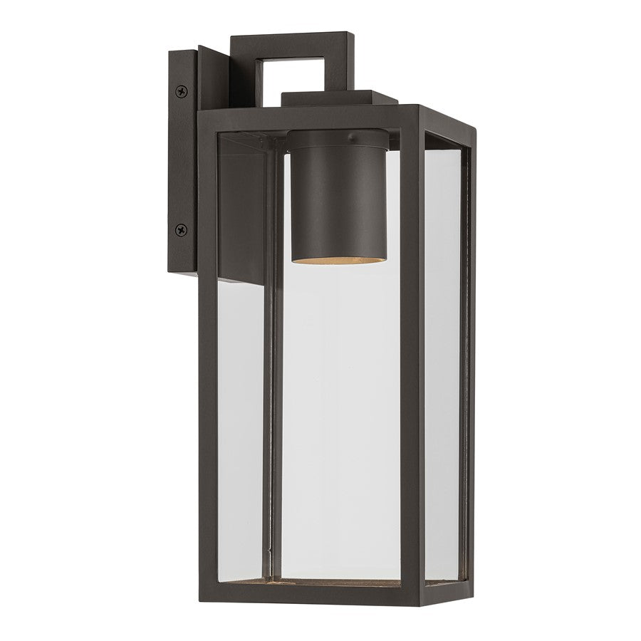Kichler Branner 14in 1-Light Outdoor Wall Sconce | Traditional Olde Bronze and Clear Glass | Covered Patio & Entryway | 5.75 x 14 in | Model 59111OZDS
