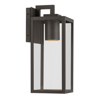 Kichler Branner 14in 1-Light Outdoor Wall Sconce | Traditional Olde Bronze and Clear Glass | Covered Patio & Entryway | 5.75 x 14 in | Model 59111OZDS