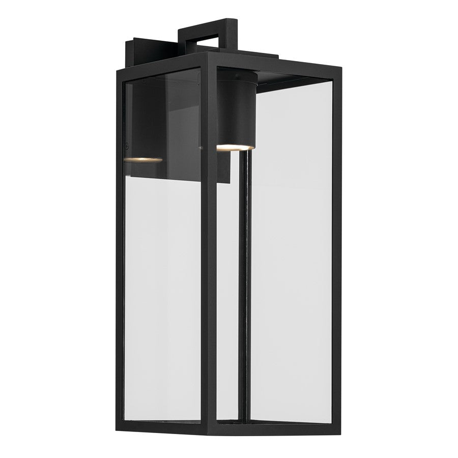 Kichler Branner 17.75in 1-Light Outdoor Wall Light | Traditional Textured Black Aluminum | Entryway & Patio | 7 x 17.75 in | Model 59112BKTDS