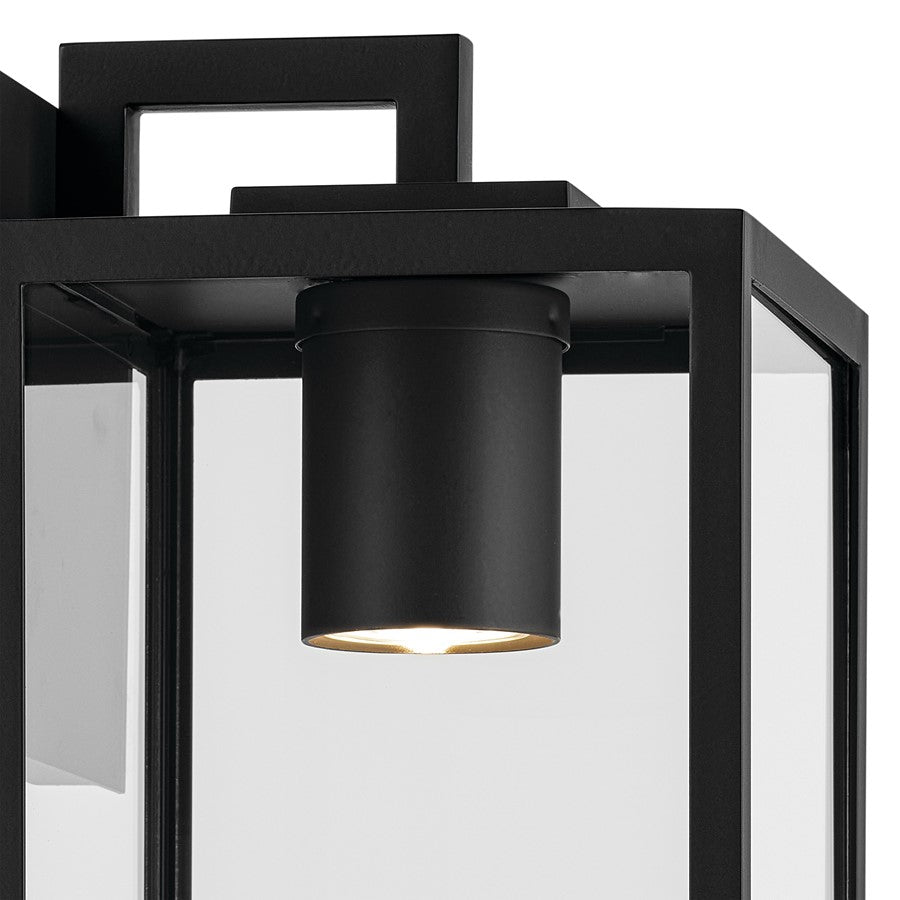 Kichler Branner 17.75in 1-Light Outdoor Wall Light | Traditional Textured Black Aluminum | Entryway & Patio | 7 x 17.75 in | Model 59112BKTDS