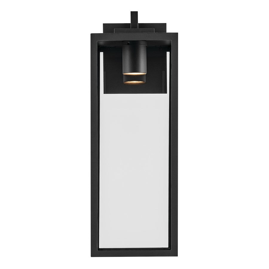 Kichler Branner 24in 1-Light Outdoor Wall Sconce | Traditional Textured Black and Clear Glass | Covered Patio & Entryway | Model 59113BKTDS