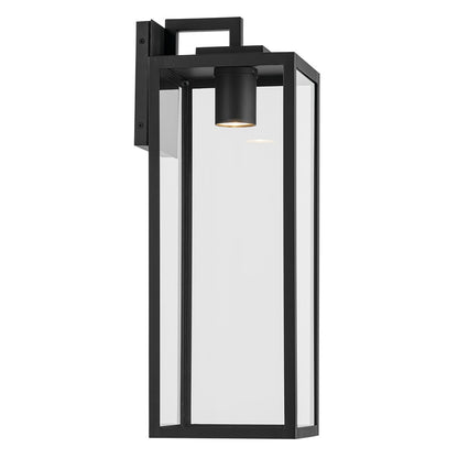 Kichler Branner 24in 1-Light Outdoor Wall Sconce | Traditional Textured Black and Clear Glass | Covered Patio & Entryway | Model 59113BKTDS